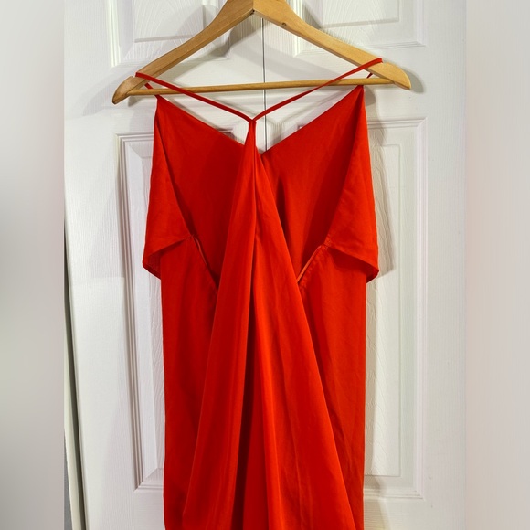 Revamped Dresses & Skirts - Dark Orange ruffle dress beach cover up size Medium open back Y strap